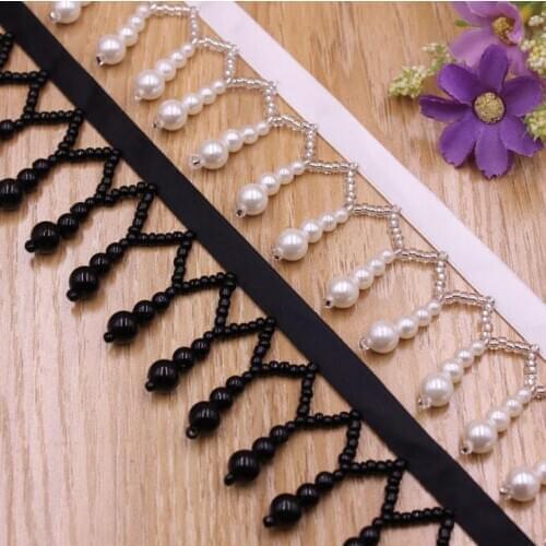 3Yard/Lot Gourd pearl handmade nail bead lace trim DIY ethnic style clothes accessories curtain lace tassel fringe