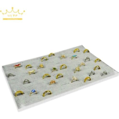 5Pcs/lot Black Velvet and Inserts Ring Tray Grey Jewelry Rings 100 Slots Velvet Display Case