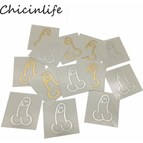 Chicinlife 5Pcs Gold/Silver Willy Temporary Tattoo Penis Sticker Bachelorette Party Hen Night Bridal Shower Wedding Supplies