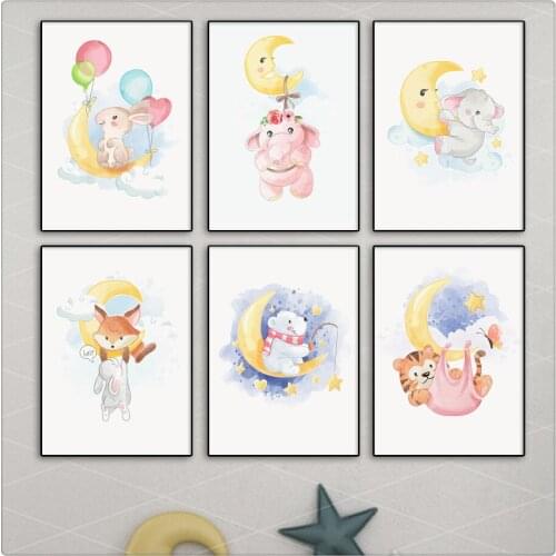 5D DIY Diamond Painting Cross Stitch Cartoon Animal Elephant Bear Fox Tiger Full Square / Round Diamond Mosaic Home Decor