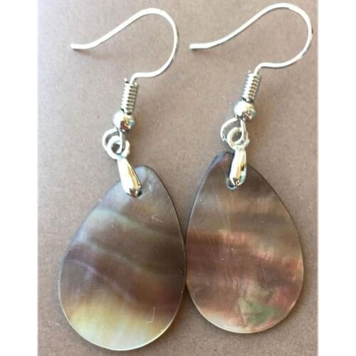 Free Shipping Women Fashion Jewelry Black Mother of pearl Shell Water Drop Art Dangle Earrings 1 pair C9474
