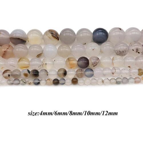 Natural Stone black and white Loose Beads Round Agates Onyx DIY Beaded for Women Jewelry Making Bracelets Necklaces J147