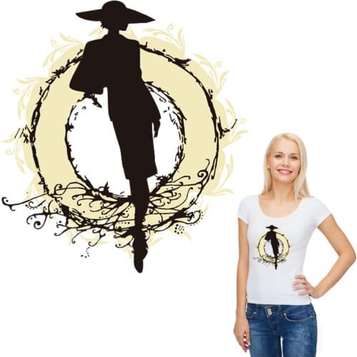 Black fashion girl patches for clothing transfert thermocollants t-shirt jeans clothes iron-on transfers stickers applique ropa