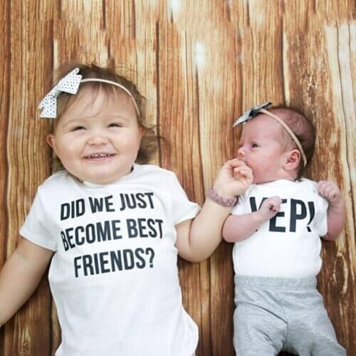Funny Sibling Family Matching Outfit Did We Just Become Best Friends Yep Print Fashion BabyRomper Kids Tshirt Clothes