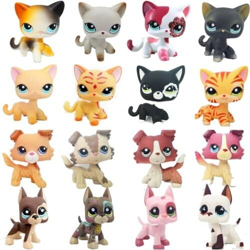Rare Pet Shop lps Anime Toys Stand Small Short Hair Cat Pink Black Old Original Dog Dachshund Shepherd Great Dane Free Shipping