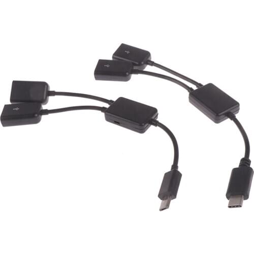 Micro USB / Type C to 2 OTG Dual Port HUB Cable Y Splitter for Tablet Android Mouse Keyboard Micro-USB Type-C Adapter Converter