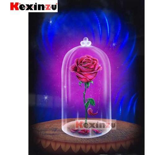 Kexinzu 5D DIY Full Square Drill Diamond Painting Rose clock 3d Mosaic Diamant Embroidery Wedding Room Decoration K00221