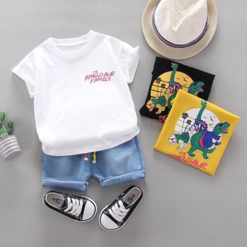 Summer Baby Boy Clothing Suit Cartoon Dinosaur Short-Sleeved T-Shirt + Shorts 2-Piece Childrens Toddler Casual Wear 1-3 Years O