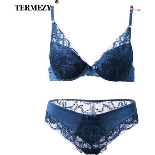 TERMEZY Lace Sexy Bra set Women Embroidery underwear Set Lace Brassiere Push Up Lingerie bralette France Sexy women intimates