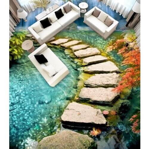 Beautiful scenery wallpapers Custom floors 3D Stone Oil Painting 3D Floor 3d floor painting wallpaper