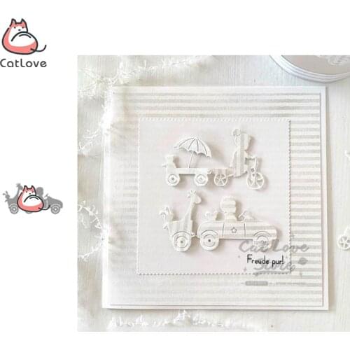 Driving Boy Giraffe Metal Cutting Dies Scrapbooking Stencil Die Cuts Card Making Decorative Craft Embossing New Dies For 2020