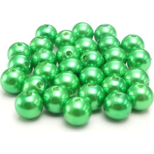 MHS.SUN A74 4MM-30MM With Hole Dark Green Plastic ABS Pearls Loose Round Imitation Pearl Spacer Beads For DIY Jewelry Making