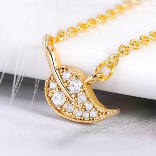 Fashion cz leaf pendant necklace for women Crystal pendants necklace jewelry anniversary Engagment gift