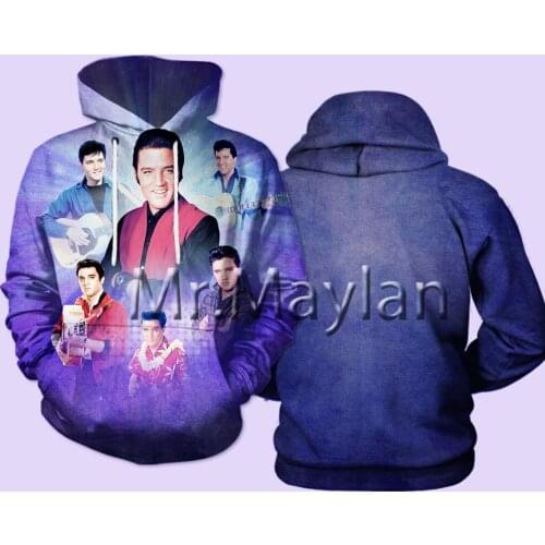 The King Elvis Presley Cosplay 3D Jacket Men Women Blue Streetwear Hoodies Boys Hip Hop Punk Sweatshirts Mens Fashion Clothing