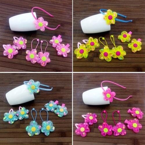 A Set of Five Five petals Baby Hairpins Headdress Children Hair Ornaments Hair Bands Girl Hair with Head Rope Hoop Girl Hairpins