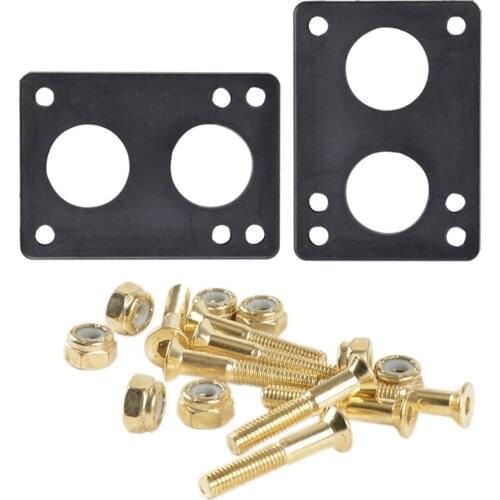 New-2Pcs Skateboard Riser Pad Longboard Rubber Risers Pads with 8Pcs 29mm Truck Screws Set
