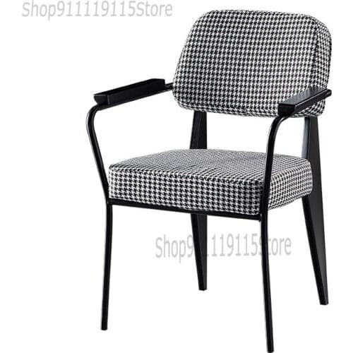 Nordic Light Luxury Leisure Office Chair Armrest Modern Simple Iron Designer Loft Back Stool Conference Chair