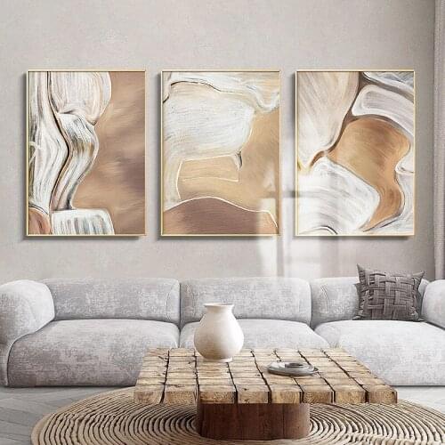 Nordic Retro Art Abstract Frameless River Line Oil Painting Simple Living Room Porch Mural Decorative Core