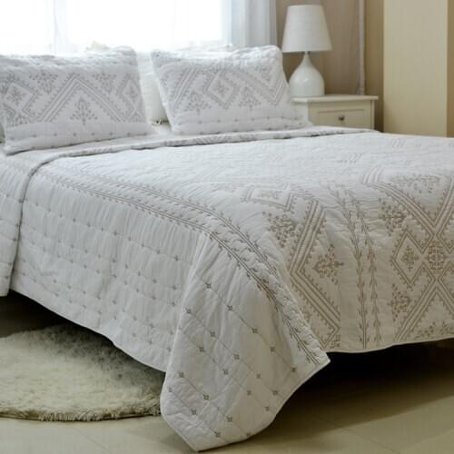 100% Cotton Handmade Patchwork Quilt Set Washed Cotton Quilts Bedspread Bed Cover excellent white Coverlet Blanket King Size