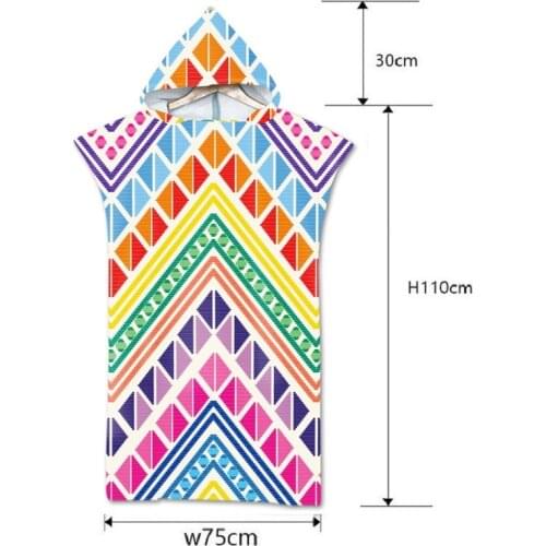 Microfiber Quick Dry Towel Geometry Printed Hooded Beach Towel with Hood Quick-drying Absorbent Sweat-absorbent Swim Robe