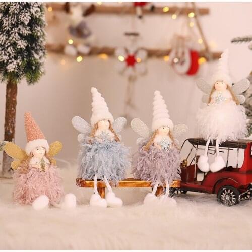 Xmas Tree DIY Drop Ornament Kids Gift Christmas Plush Elk Antler Angel Girl Doll Pendant Hanging Decoration Pendant Party Decor