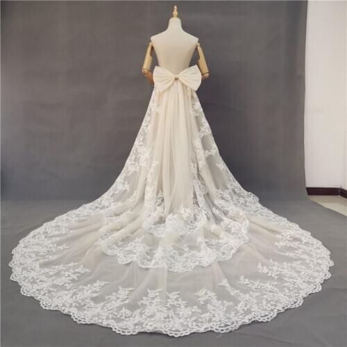Detachable bridal skirt lace skirt with bow bridal dress skirt wedding dresses skirt