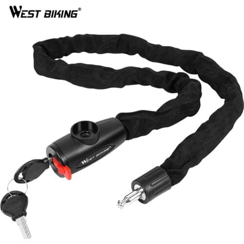 WEST BIKING Bicycle Lock Anti-Theft Bike Chain Lock with 2 Keys 60 90 120cm Long MTB Road Safety Reinforced Cycling Iron Chain