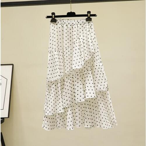 Irregular Frilled Chiffon A-Line Skirts For Women Spring Summer New Chic Fashion-Style Midi Skirts Ruffles Tiered Skirt Gorgeous