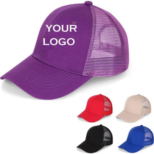 Factory Price! 1Pcs Free Custom Logo DIY Design Baseball Cap Trucker Hat Men Women Dad Hat gorras