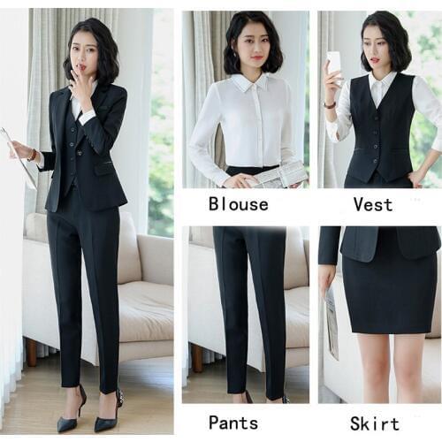 Plus Size Women Pant Suits Formal Work Pants Suit Elegant Woman Black Grey Blazer Female Trouser Suits for Women Ladies Pantsuit