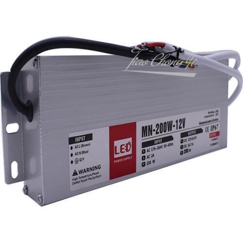 1set LED ultra-thin power supply IP67 waterproof DC12V to 90-275V transformer outdoor 200W 16.6A LED driver for LED strip Light