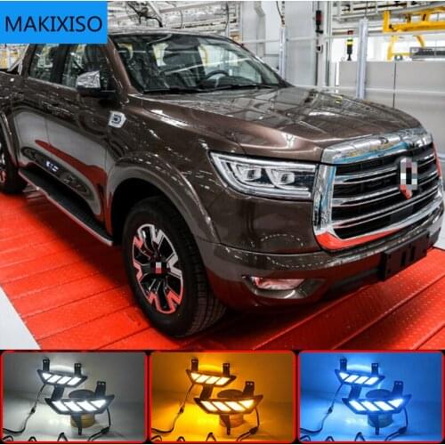 1 Pair For Great Wall POWER PEAK PERFECT 2019 2020 Car LED Daytime Running Lights with Turn Signal Yellow Style 12V DRL