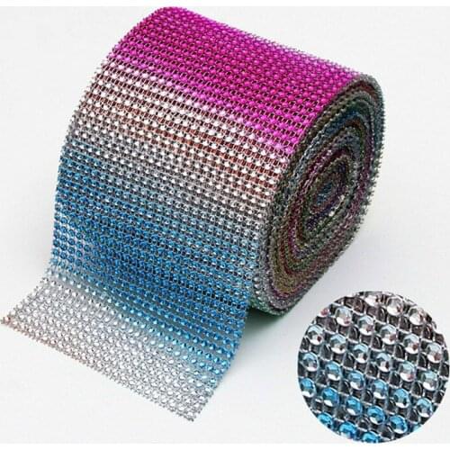 1 Roll 24 Rows Bling Diamond Mesh Roll Acrylic Ribbons Party Birthday Wedding DIY Decorations Table Cake Wrap Crystal Tulle