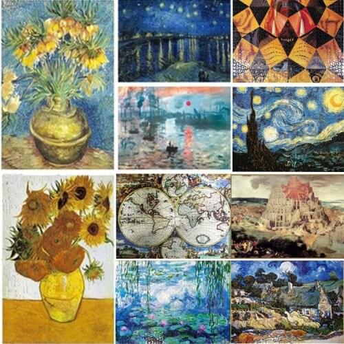 75*50CM 1000 Piece Wool Oil Painting Puzzle Landscape Homeschool Supplies Educational Wood Toys Kids Adult Wallpaper Puzzle