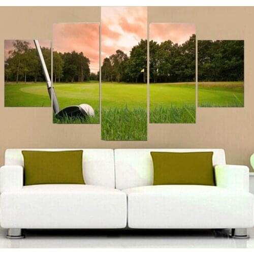 5 Pieces Wall Art Canvas Painting Golf green lawn modular Modular Decorative Home Living Room Bedroom Pictures Framework