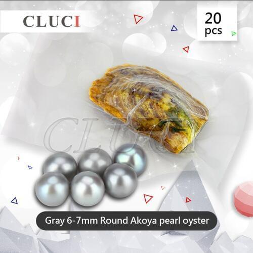 CLUCI High Quality Vacuum-Packed Akoya Pearl Oyster Beads round 6-7mm Gray akoya pearls 20pcs Luxury Jewelry For Women WP088SB