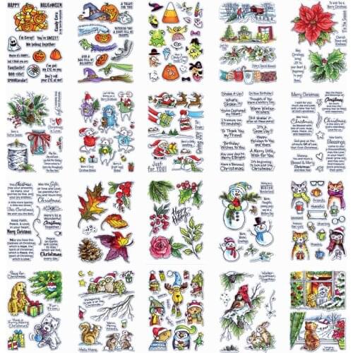 House Mouse Halloween Pumpkin Critter Christmas Snowman Birds Clear Stamps Silicone Seal for DIY Scrapbooking Card Crafts 25