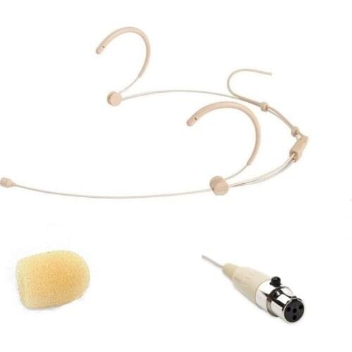 Bolymic Beige Headset mic for 4 Pin microphone wireless System Omnidirectional with Windscreen For school party therters church