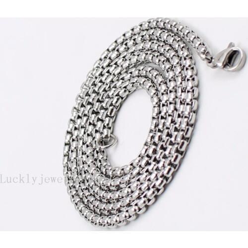 GNAYY 5pcs/ Lot wholesale Jewelry stainless steel 3mm 4mm 5mm Box rolo chain necklace 18''-32'' For mens