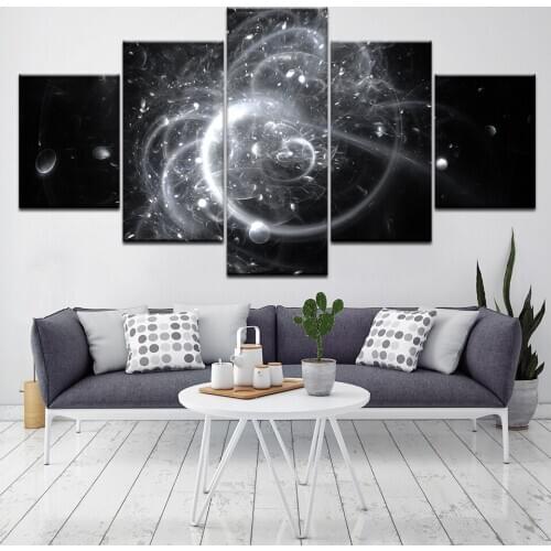 Canvas Painting 5 Pcs Canvas Art Starry Sky Planets Light Sea Printed Wall Art Home Decor Poster Picture for Living Room Artwork