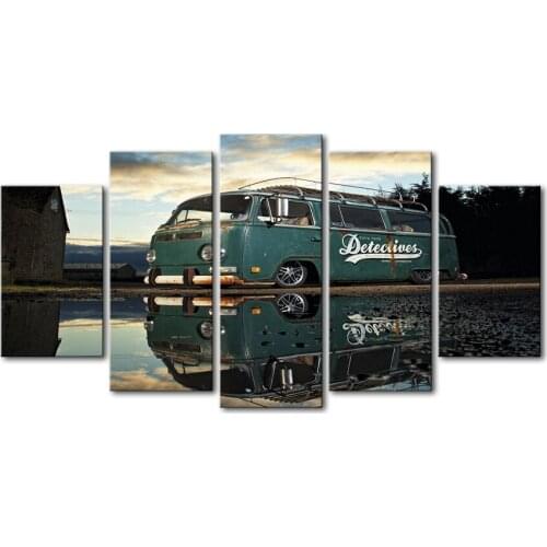 JIE DO ART Canvas Wall Art Pictures Living Room Decor HD Prints Poster 5 Pieces Colored cars Painting Framework