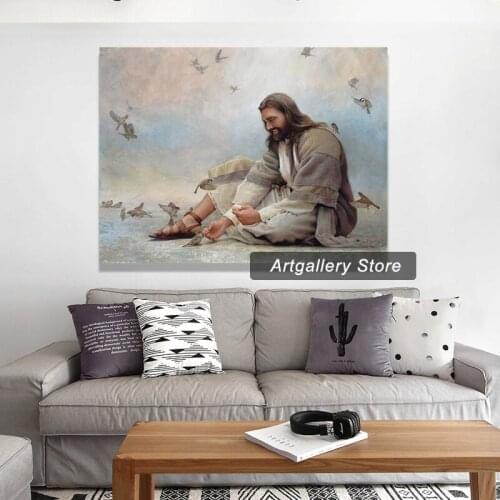 Jesus And Sparrows Wall Art Christ God Painting Posters And Prints Decorative Wall Art Pictures For Living Room Home Decor