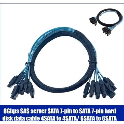 SATA III 4 SATA to 4 SATA SAS Cable, 6 SATA to 6 SATA 6Gbps SAS Cable for Server SATA 7 Pin to SATA 7 Pin Data Cable cord