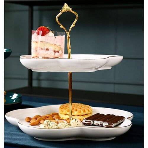 Ceramic Fruit Plate European-style Three-layer Dessert Plate Cake Dessert Table Multi-layer Pastry Living Room Candy Tray Rack