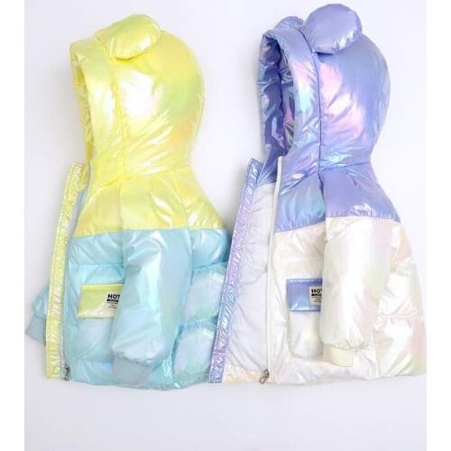 2021 Glossy White Duck Down Jacket For Girls Waterproof Coat Cute Big Ears Hooded Children Outerwear Winter Toddler Girl Clothes