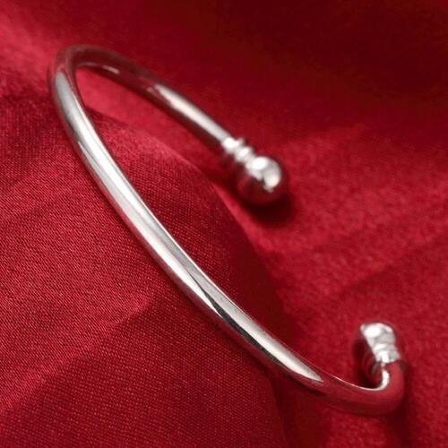 Fashion Jewelry 925 Sterling Silver Smooth Round Shape Open Bracelet Bangle For Women/Girl Minimalist Jewelry Gift