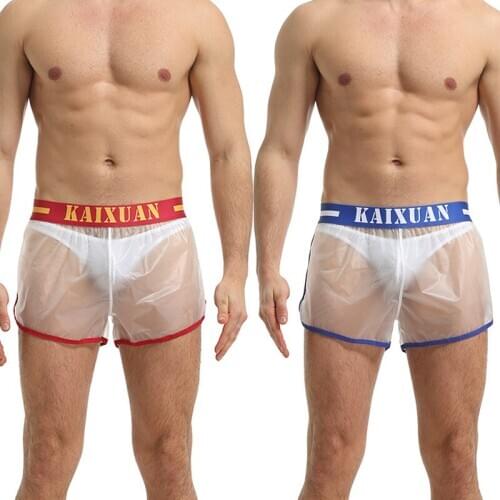 Mens sexy transparent underwear PVC beach swimming trunks home boxer sexy trendy loose sexy shorts alternative flirting