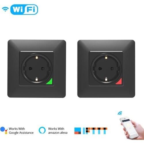 Tuya Wifi Wall Socket EU 16A Wireless Remote Voice Control Timer Function Smart Outlets With Tuya Google Home Alexa Smart Life