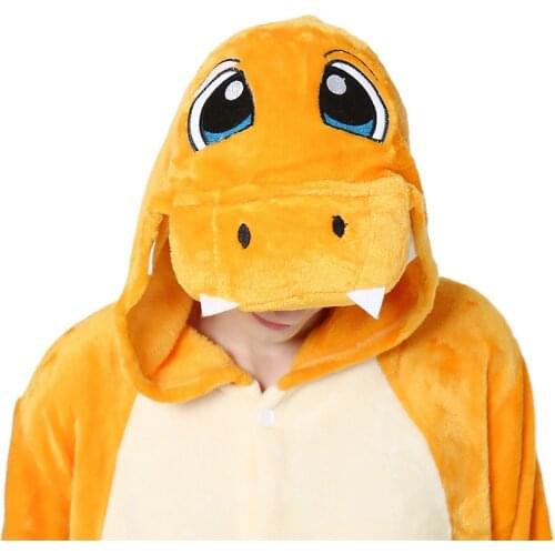 Fire Dinosaur Onesie Pajamas Kigurumi Animal Cosplay Costume Halloween Dragon Family Pijamas Women Sleepwear