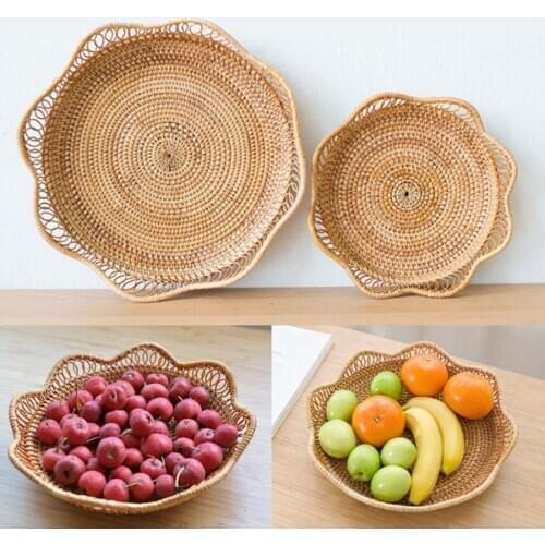 Handmade Woven Food Serving Display Storage Basket Basket Fruit Candy Cake Bread Basket Or Storage for Keys, Cell phone, Wallet